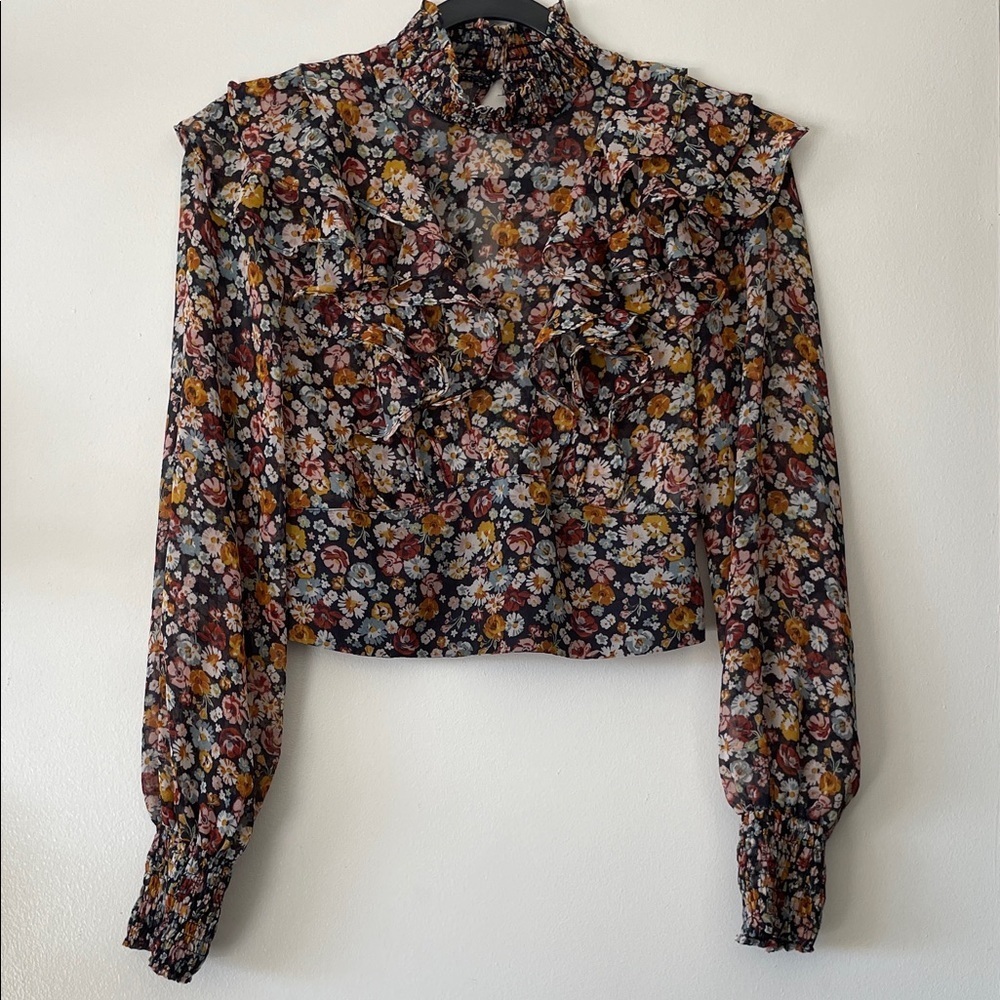 ZARA|Boho Vibes Floral Ruffle Blouse|Small|GUC